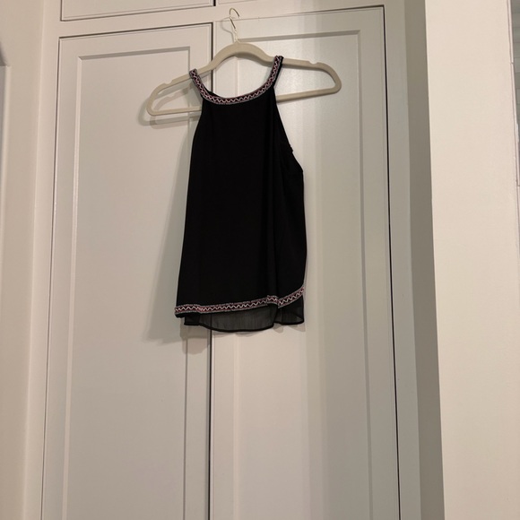 Parker Tops - Parker Black Sleeveless Blouse with Pink Trim